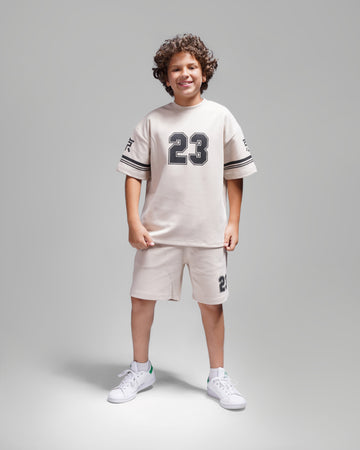 Number 23 Cotton Set - T-shirt & Short - Beige