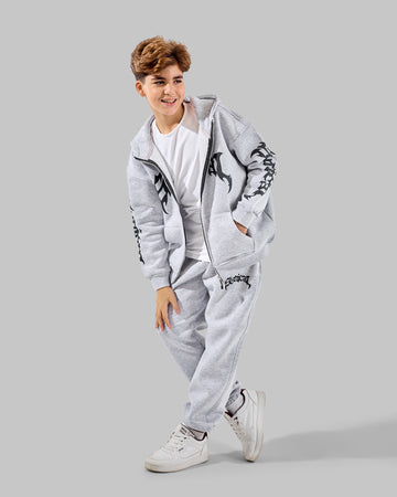 Zipper melton Set - ice grey