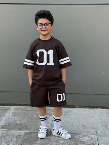 NU-01 Cotton Set - T-shirt & Short - Brown