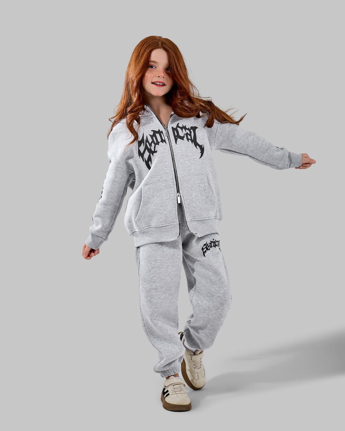 Zipper melton Set - ice grey
