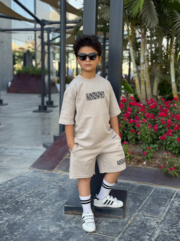 Jakar Cotton Set - T-shirt & Short - Beige