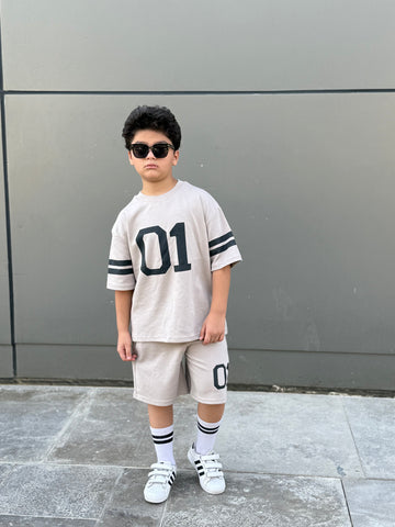 NU-01 Cotton Set - T-shirt & Short - Beige