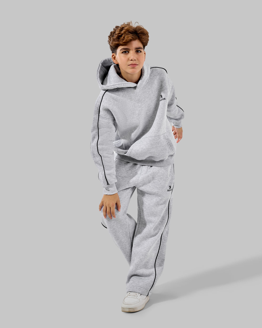 wide leg  melton Set - ice grey