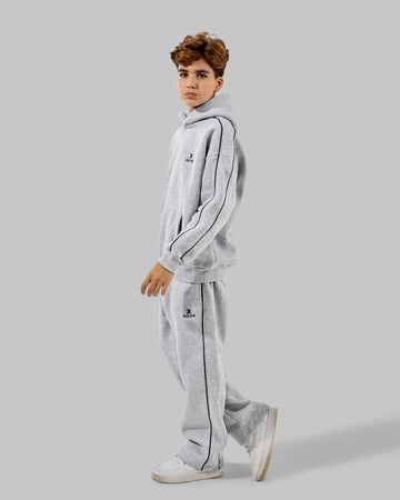 wide leg  melton Set - ice grey