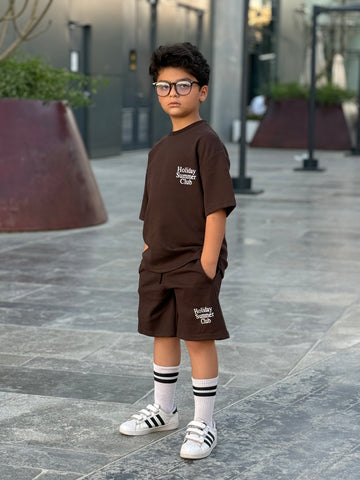 Holiday Cotton Set - T-shirt & Short - Brown