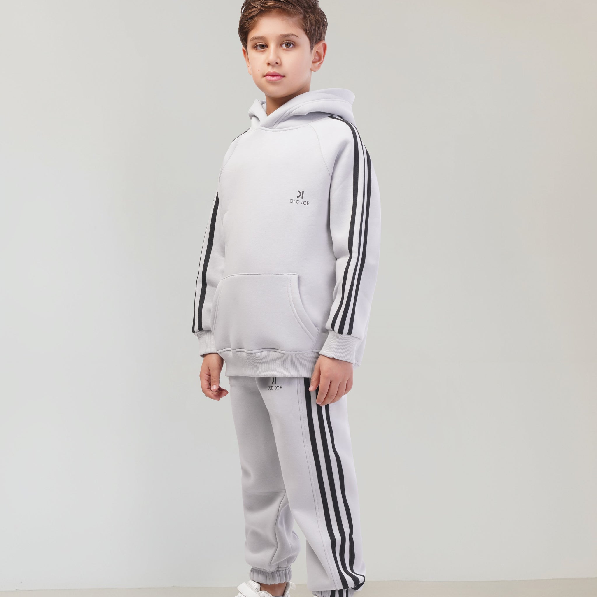 Striped Melton Set - Gray