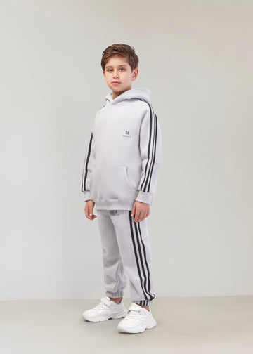 Striped Melton Set - Gray