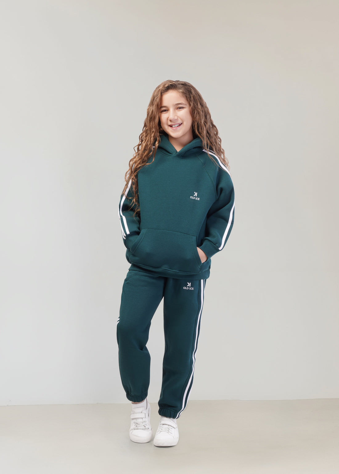 Striped Melton Set - Teal Green