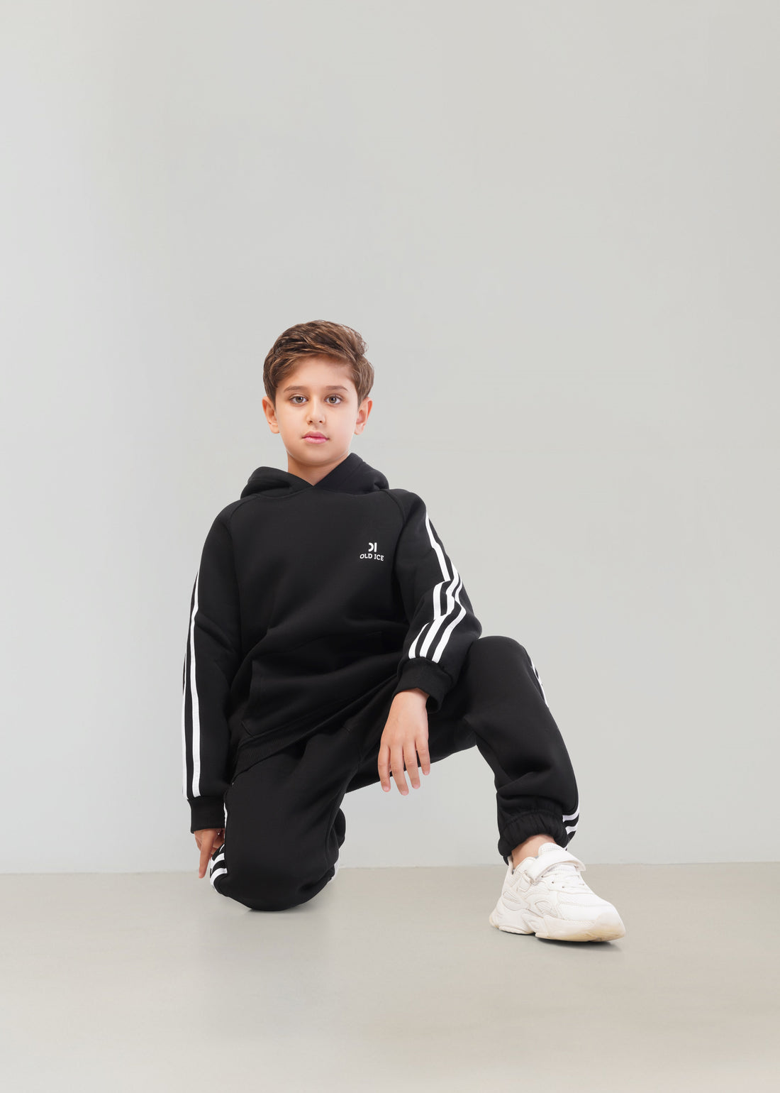 Striped Melton Set - Black