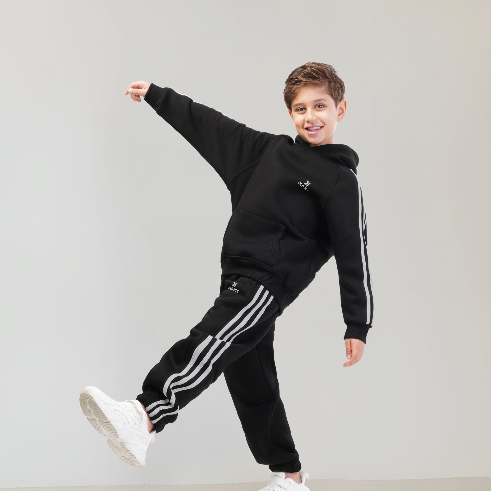 Striped Melton Set - Black