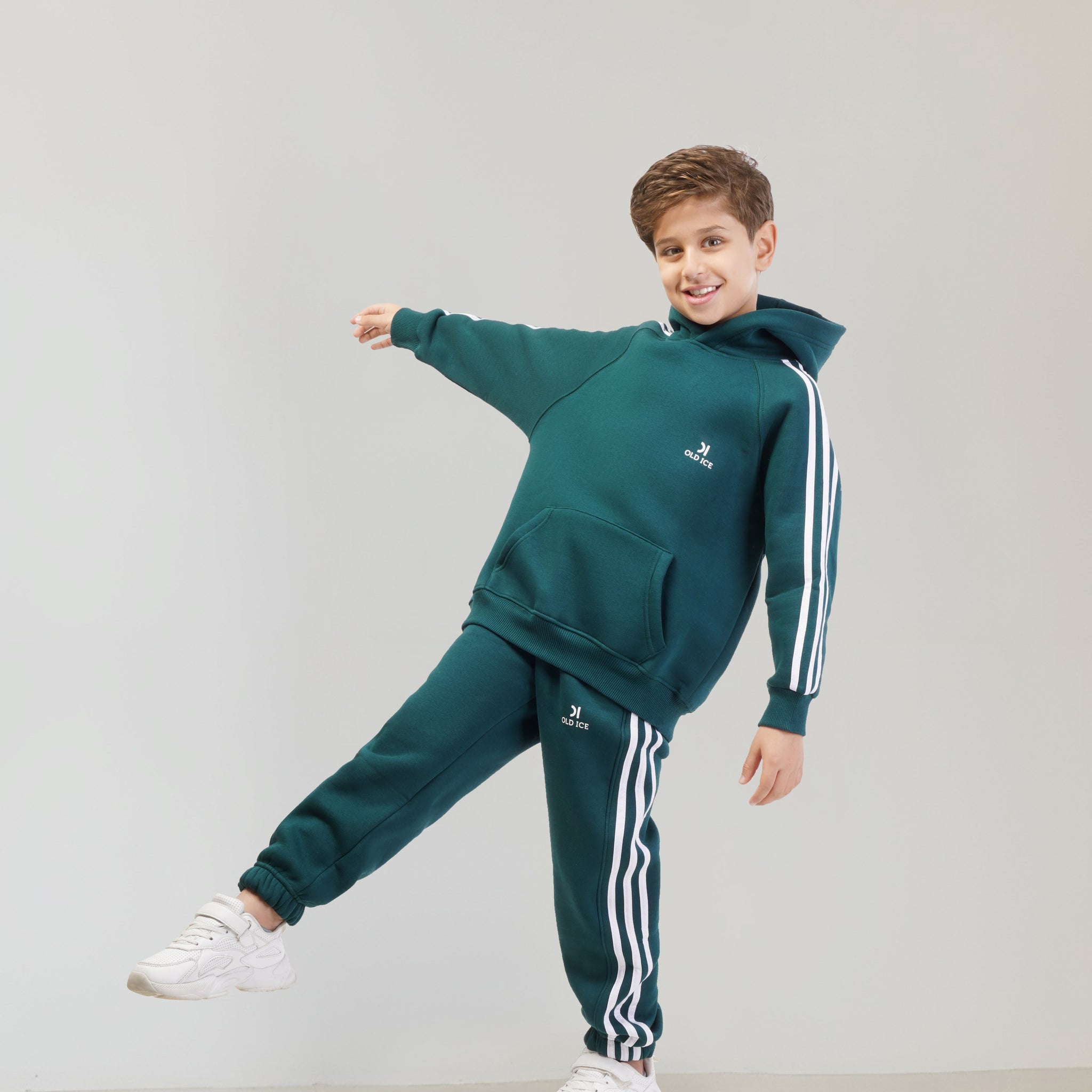 Striped Melton Set - Teal Green