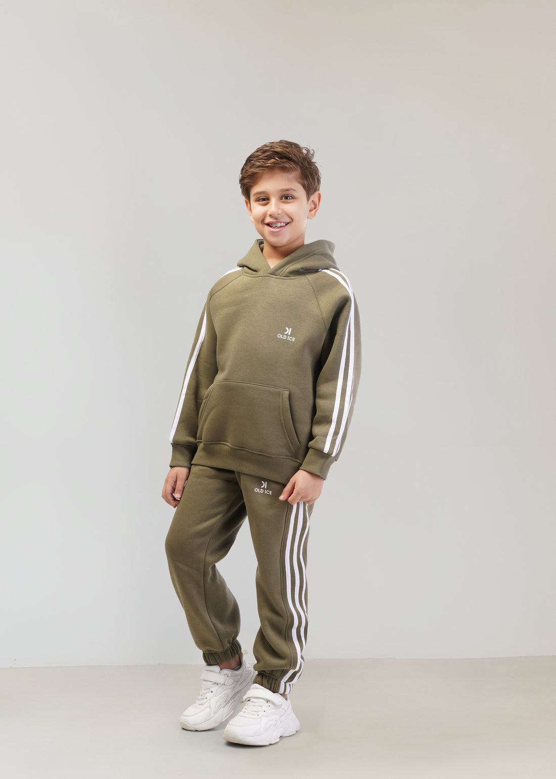 Striped Melton Set - Olive Green