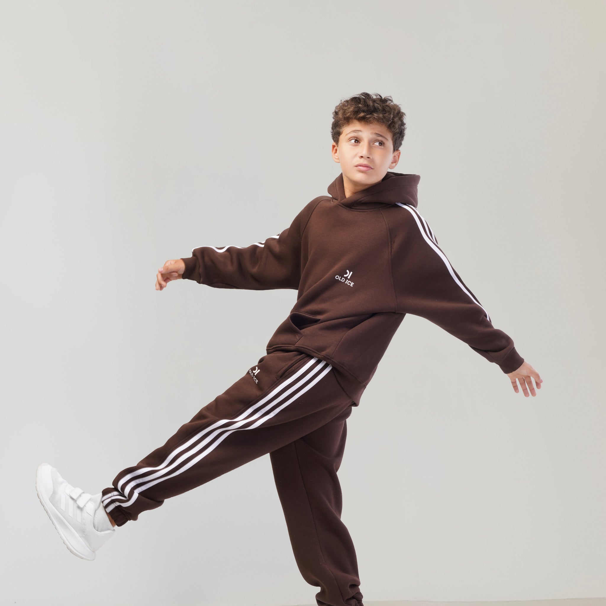 Striped Melton Set - Brown