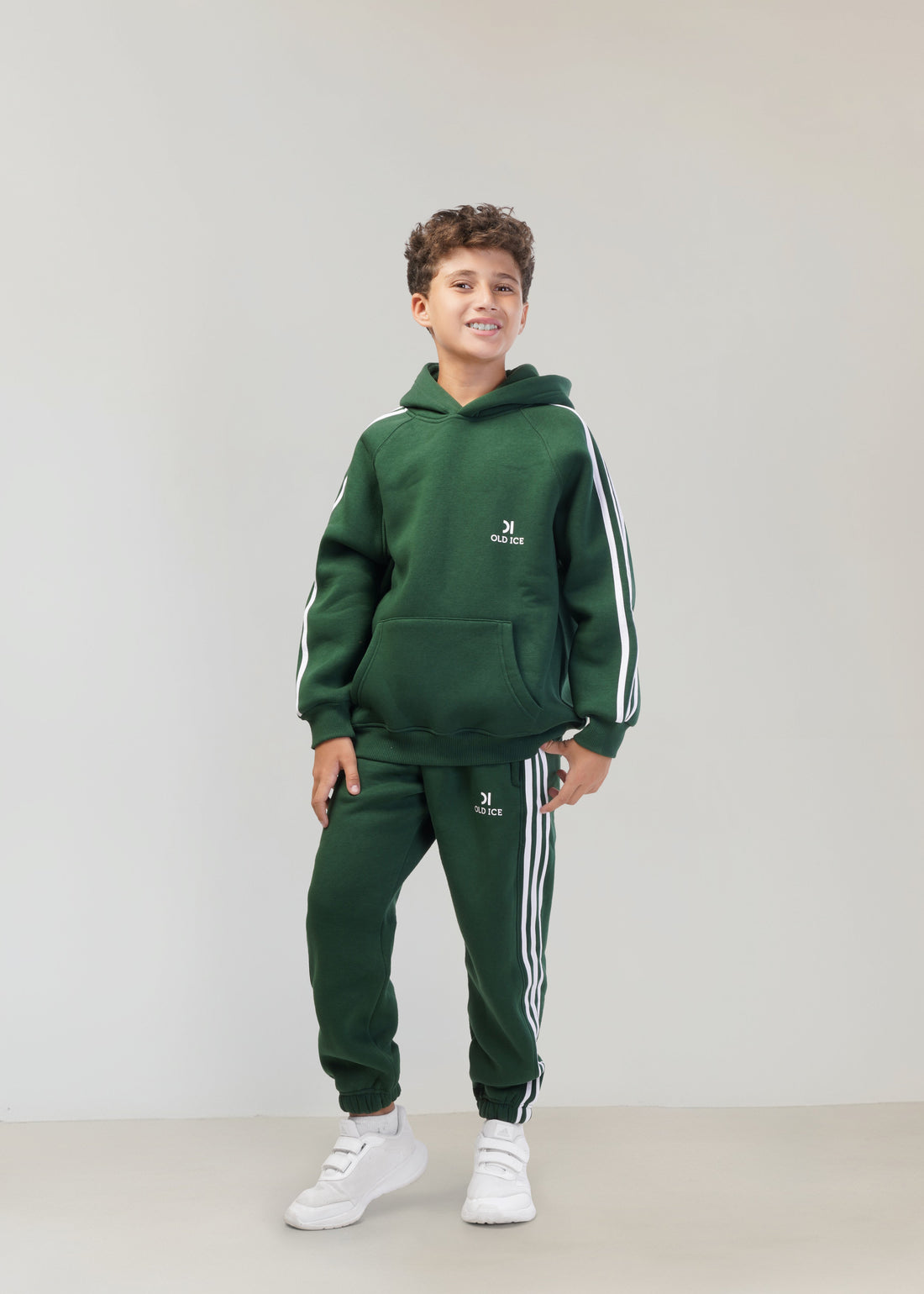 Striped Melton Set - Forest Green