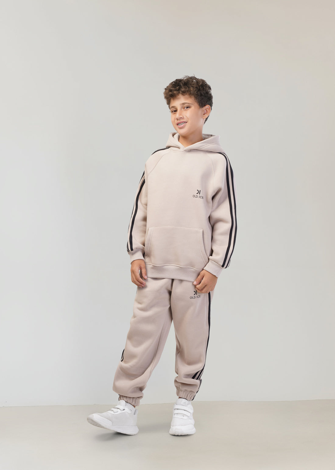 Striped Melton Set - Beige