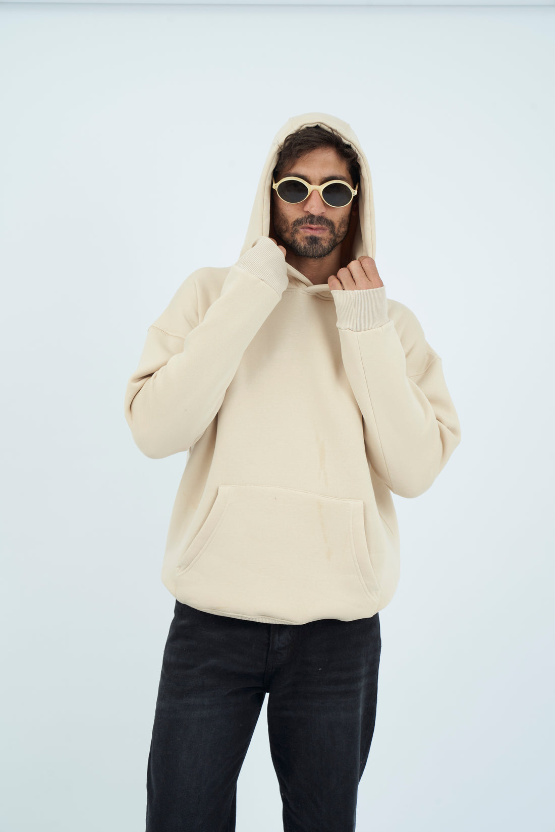 Oversize Basic Hoodie - Beige