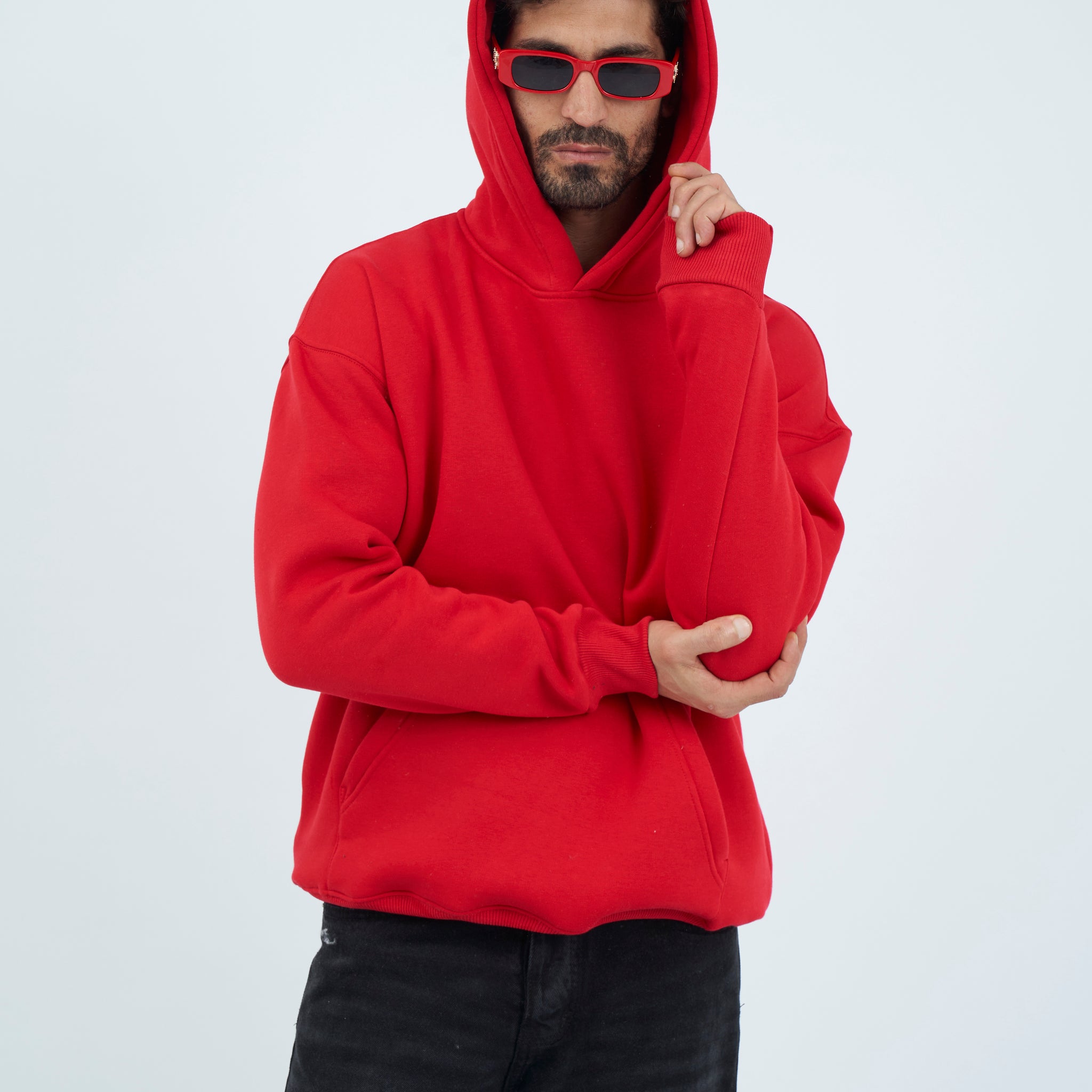 Oversize Basic Hoodie - Red