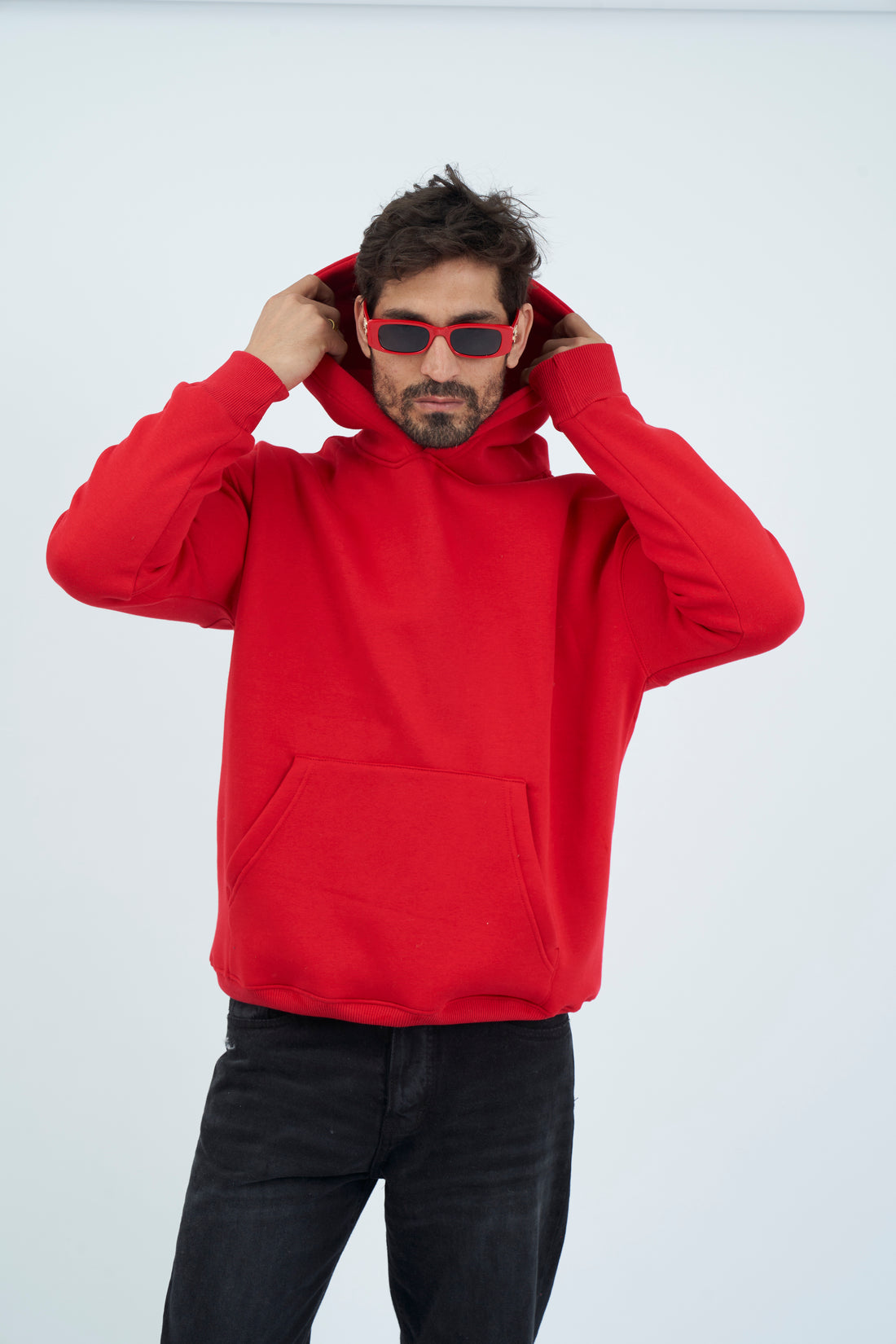 Oversize Basic Hoodie - Red