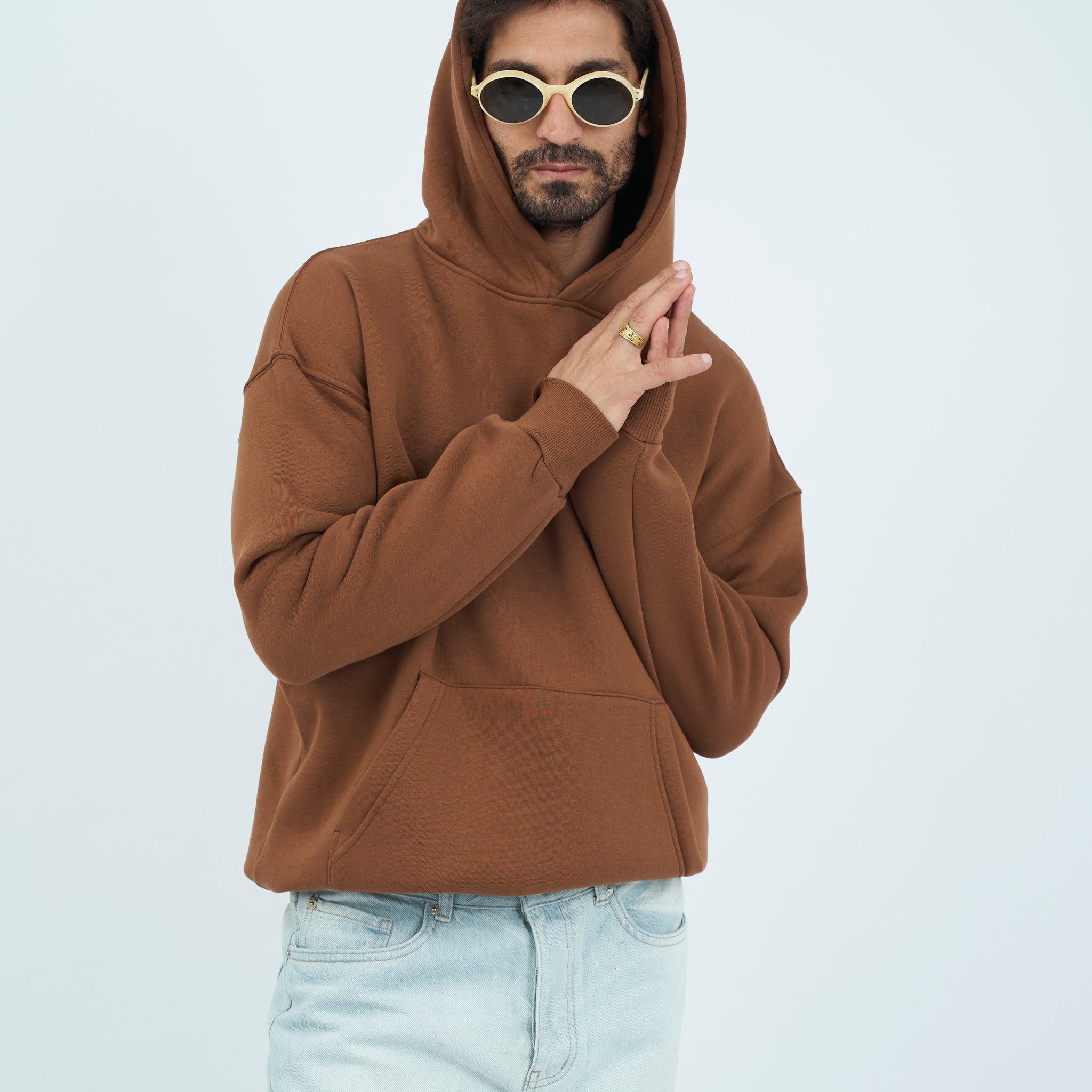 Oversize Basic Hoodie - Light Brown