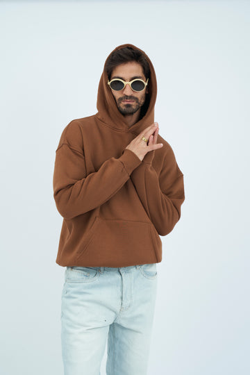 Oversize Basic Hoodie - Light Brown