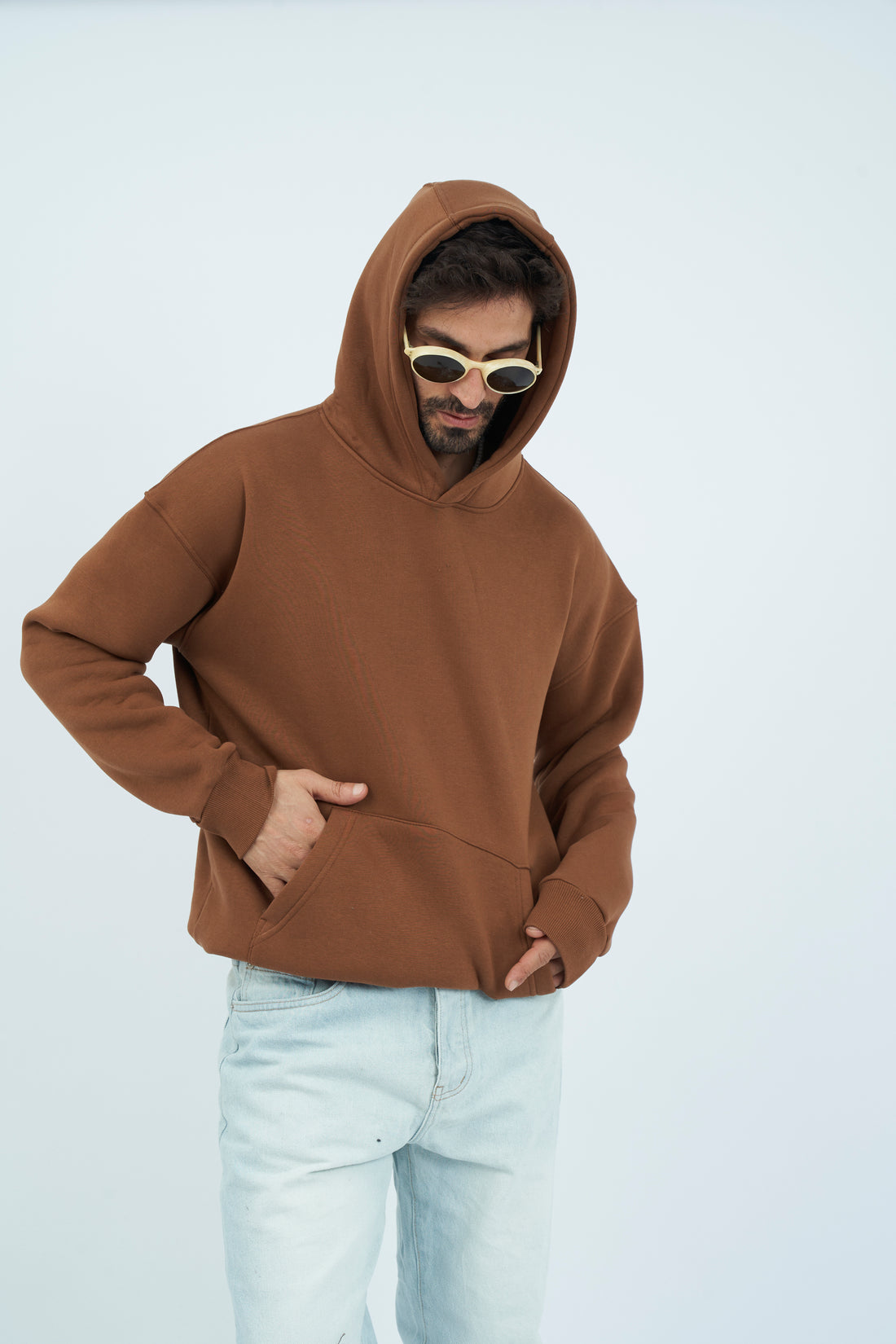 Oversize Basic Hoodie - Light Brown