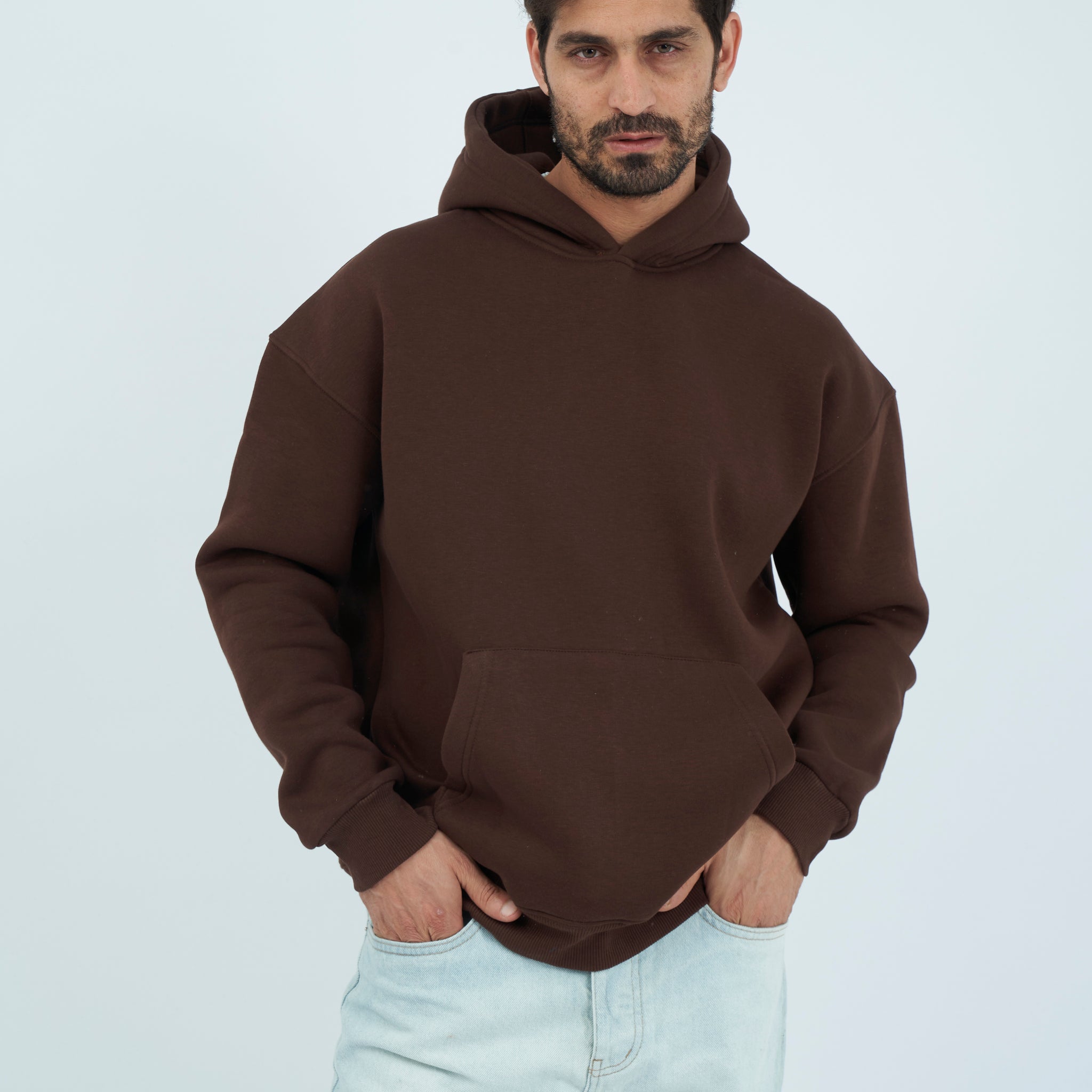 Oversize Basic Hoodie - Brown