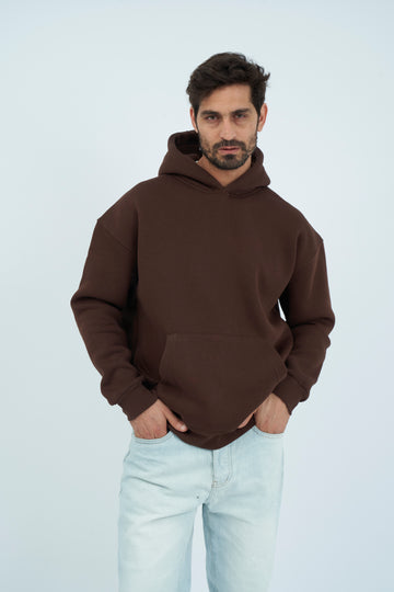 Oversize Basic Hoodie - Brown