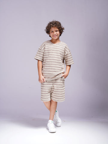 Stripped 2 Piece Set - T-shirt & Short - T6