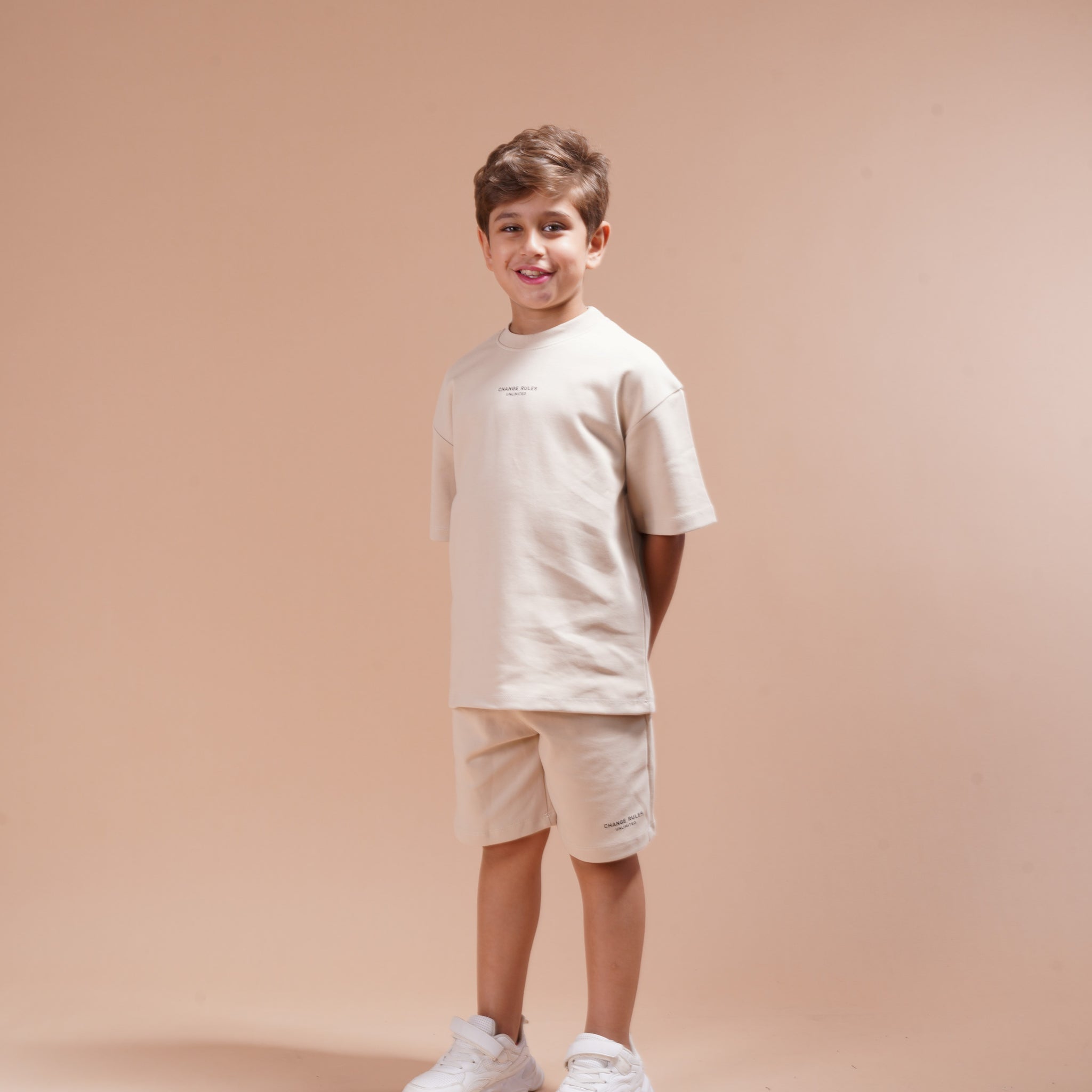 Boys 2 Piece Set - T-shirt & Short - Beige
