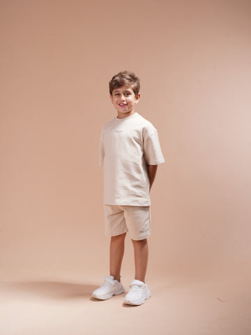 Boys 2 Piece Set - T-shirt & Short - Beige
