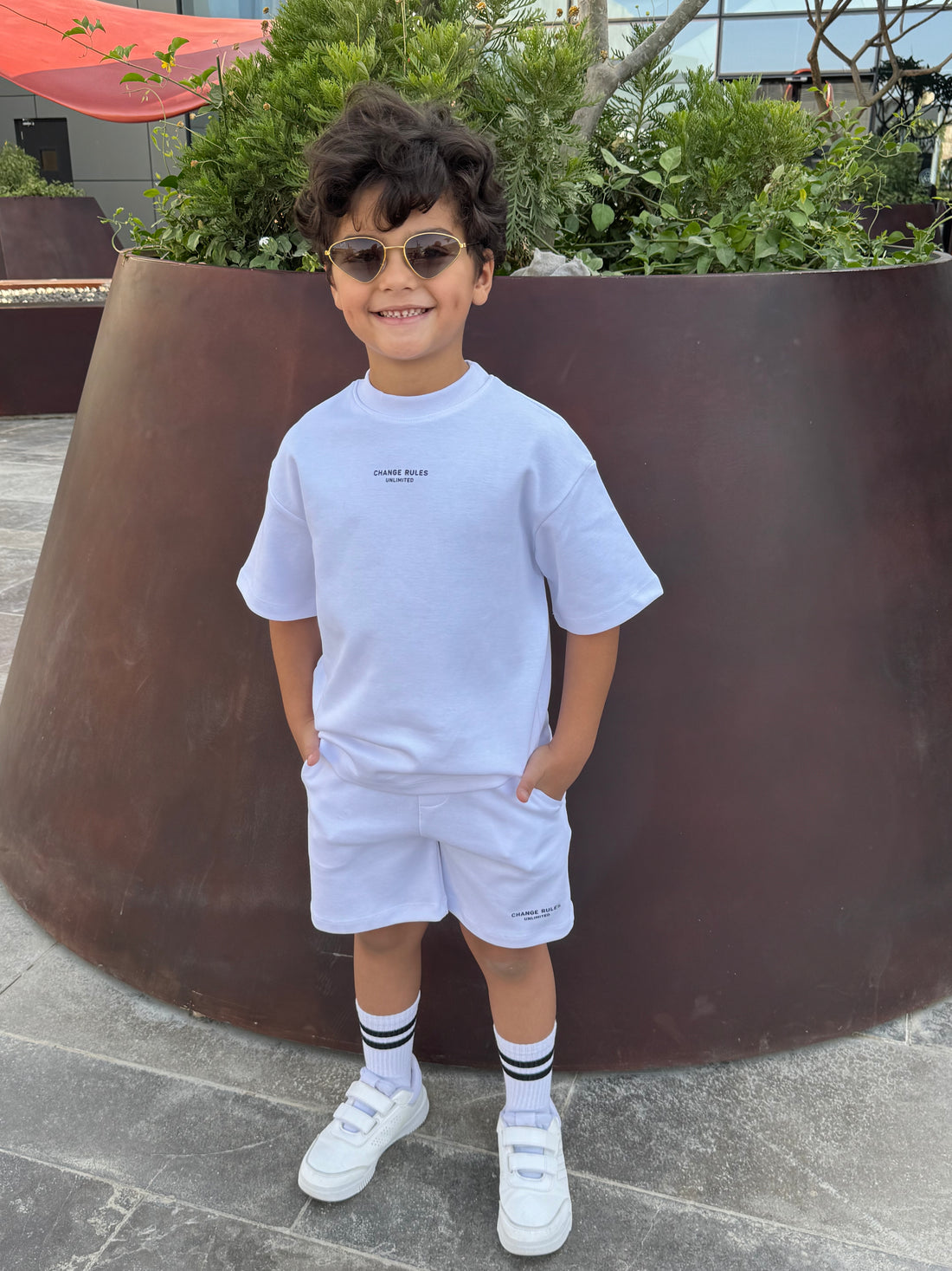 Boys 2 Piece Set - T-shirt & Short - White