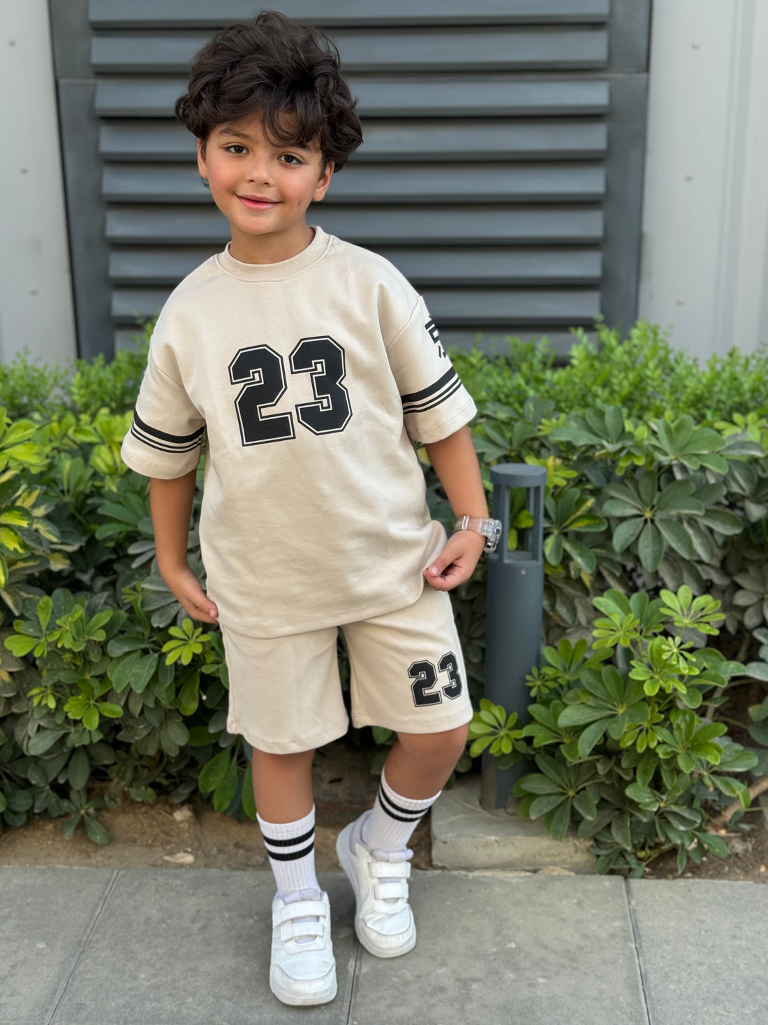 Number 23 Cotton Set - T-shirt & Short - Beige