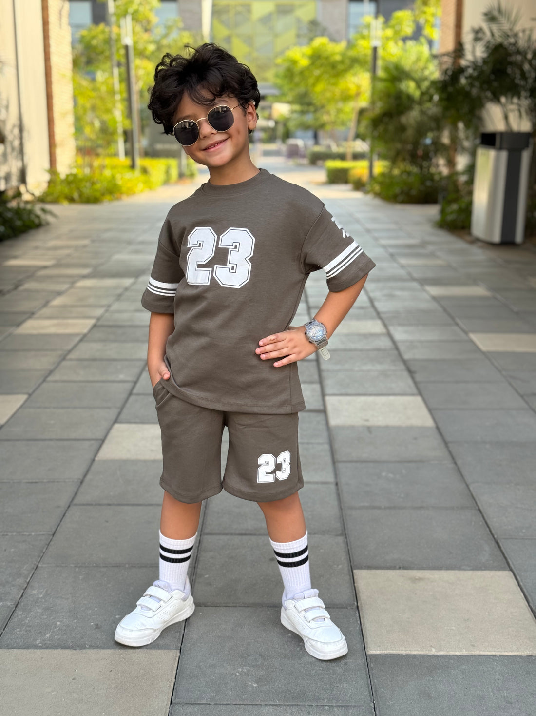 Number 23 Cotton Set - T-shirt & Short - Army Green