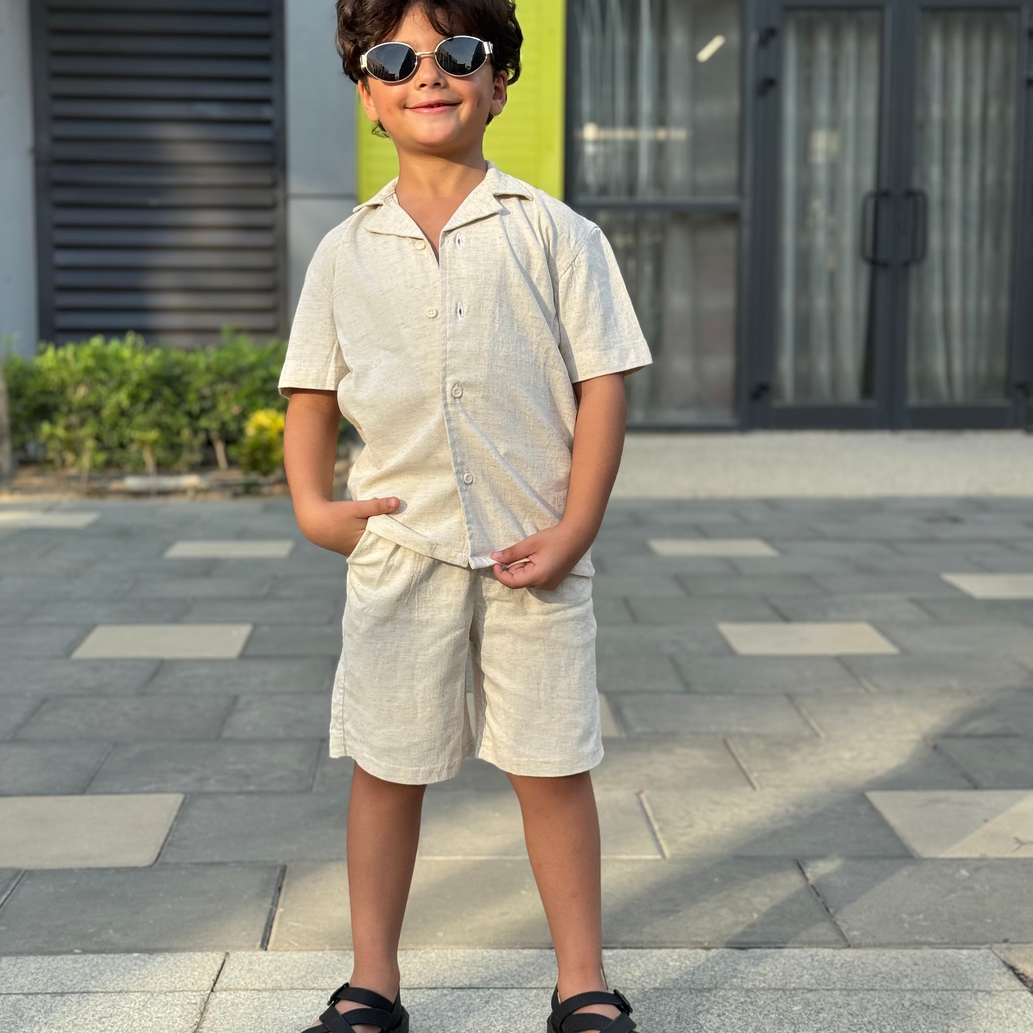 Boys Linen Set - Shirt & Short    S1