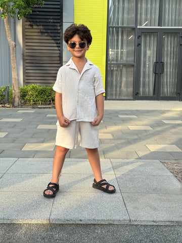 Boys Linen Set - Shirt & Short    S4