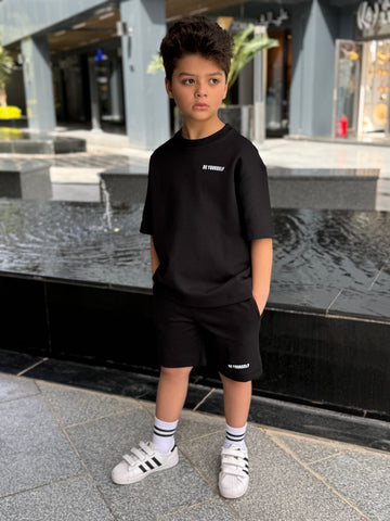 Be your self Cotton Set - T-shirt & Short - Black