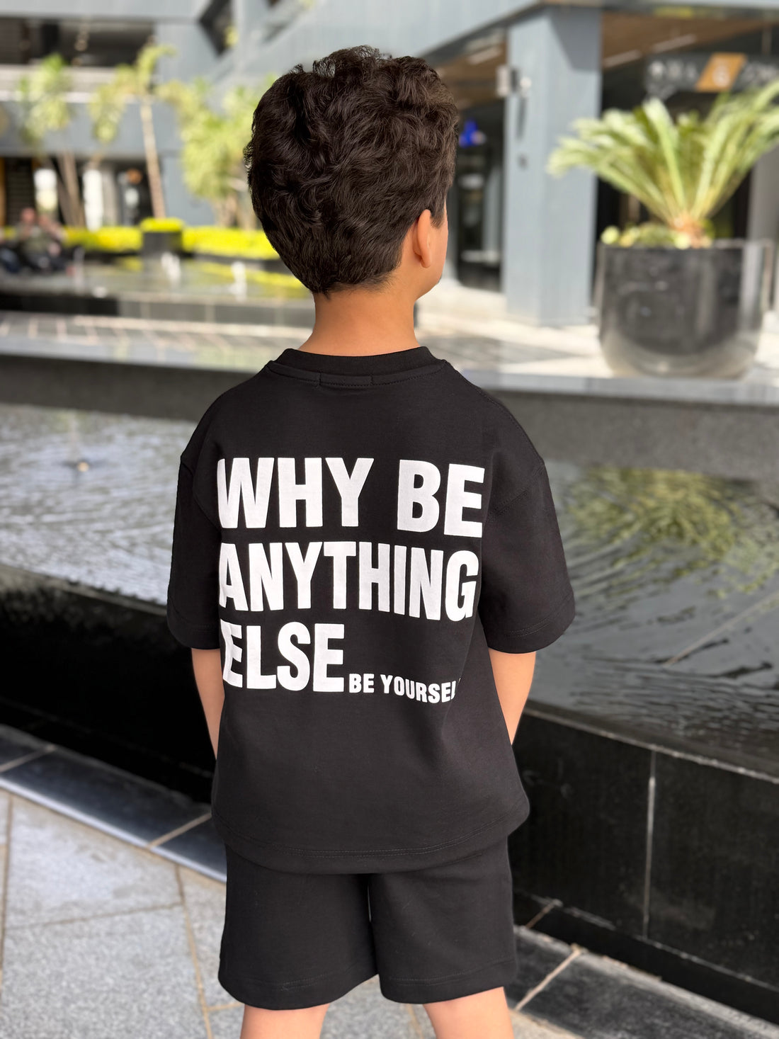 Be your self Cotton Set - T-shirt & Short - Black