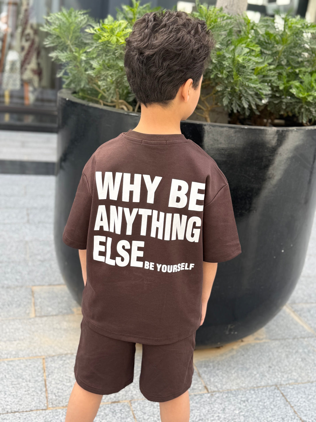 Be your self Cotton Set - T-shirt & Short - Brown