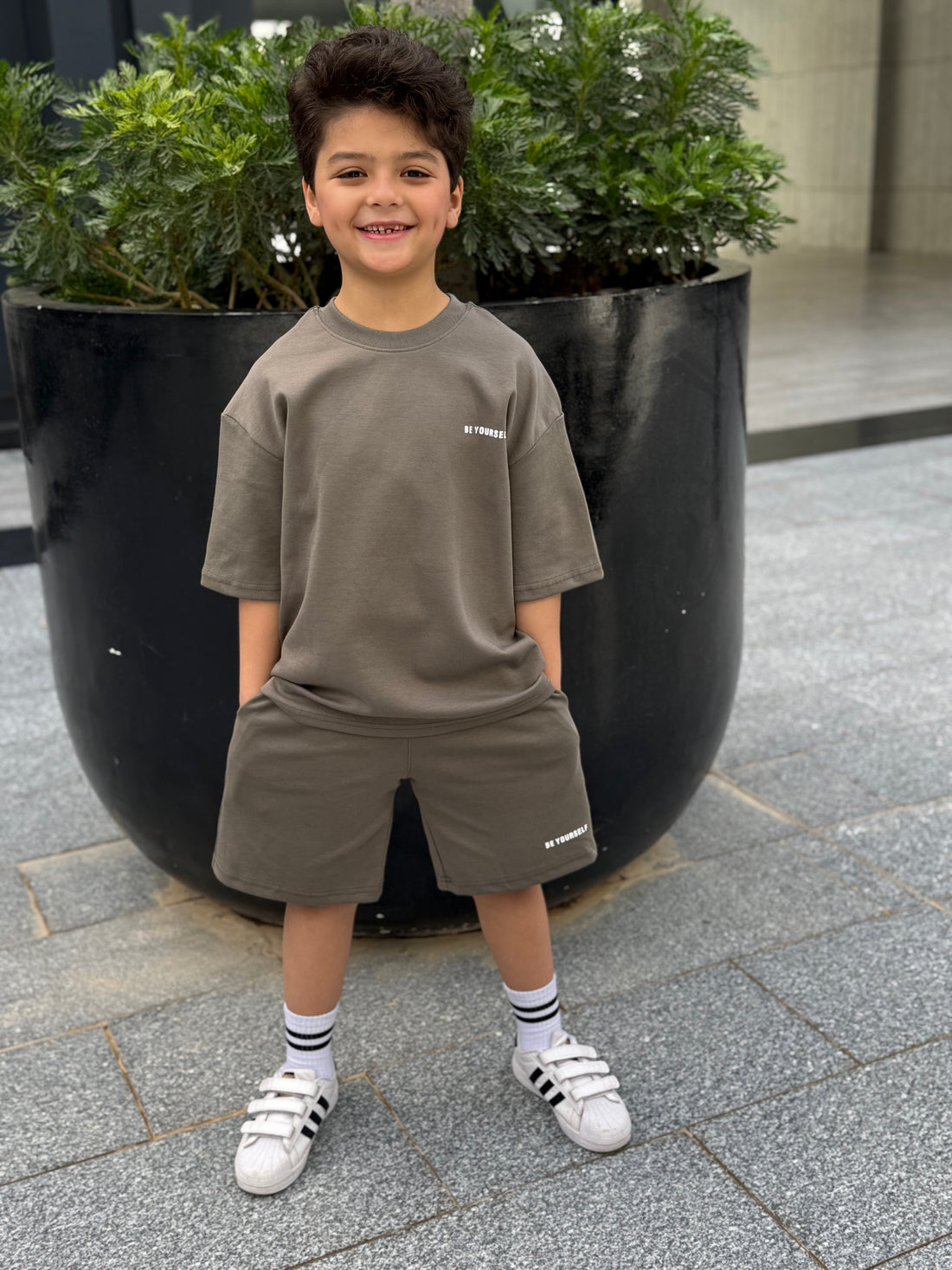 Be your self Cotton Set - T-shirt & Short - Army green