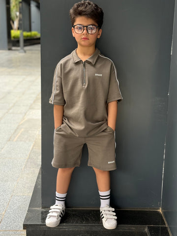 Brave Cotton Set - T-shirt & Short - Army
