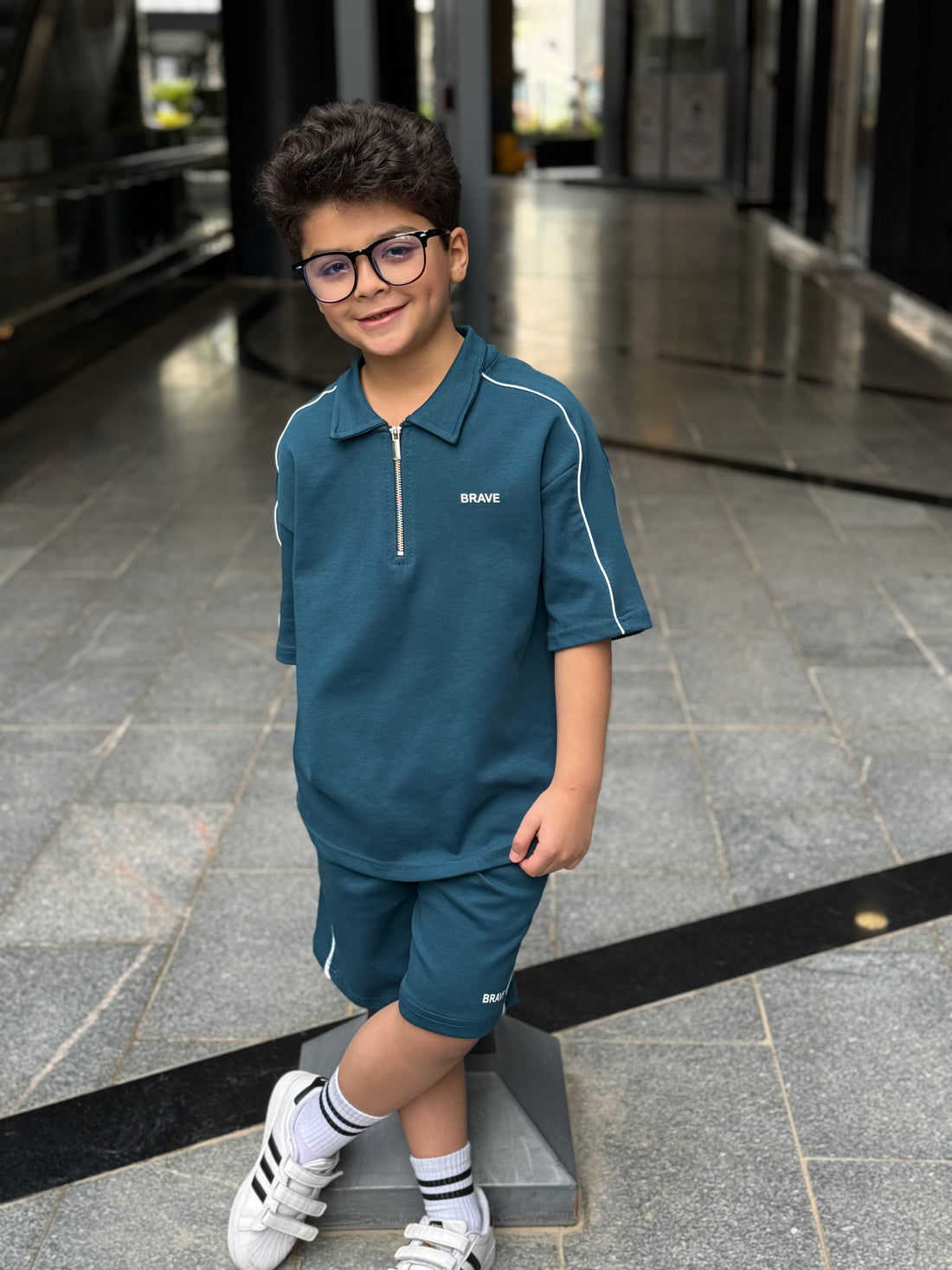 Brave Cotton Set - T-shirt & Short - Navy blue