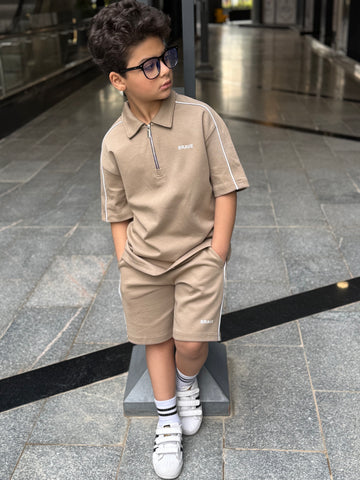 Brave Cotton Set - T-shirt & Short - Beige