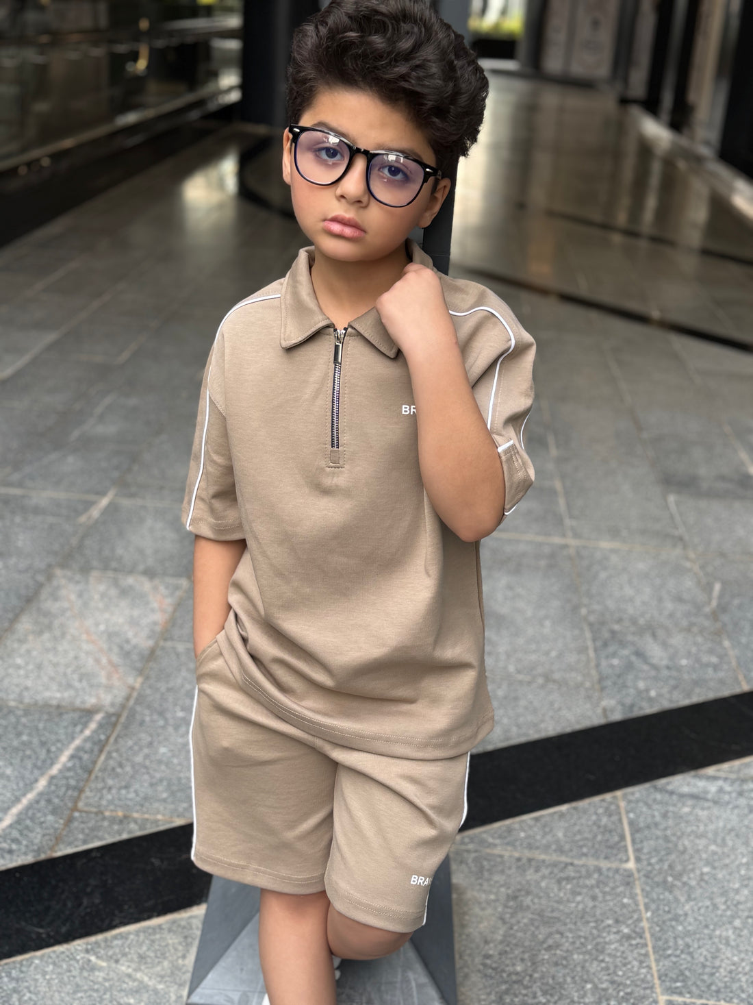 Brave Cotton Set - T-shirt & Short - Beige