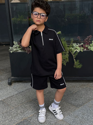 Brave Cotton Set - T-shirt & Short - Black