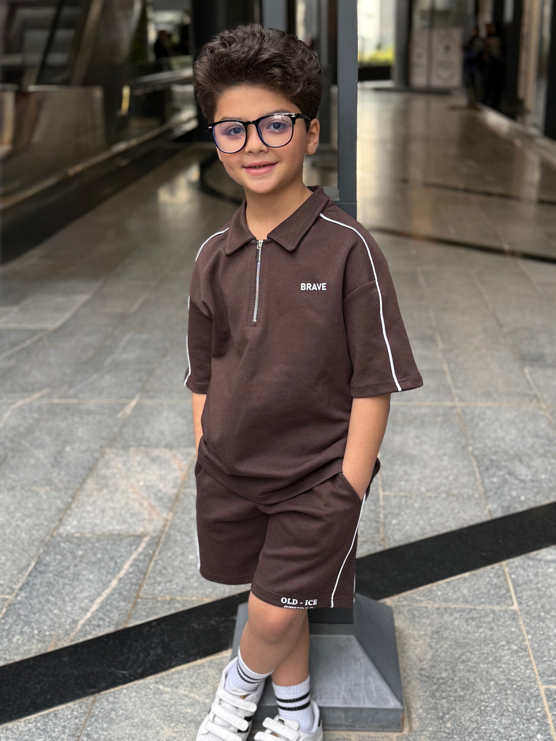 Brave Cotton Set - T-shirt & Short - Brown